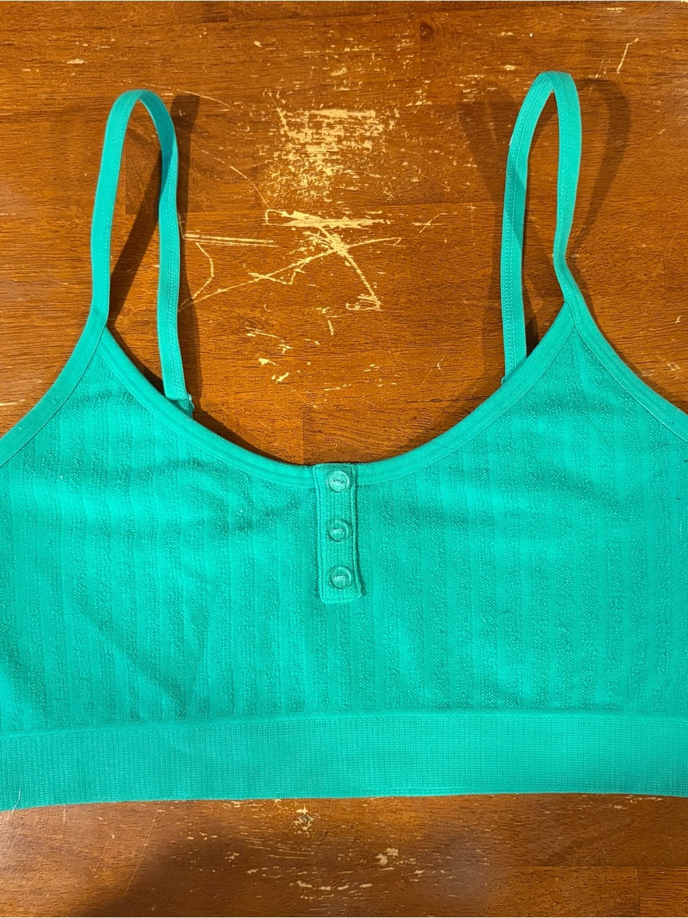 Colsie Ribbed Green Tank Bralette with decorative Buttons size large